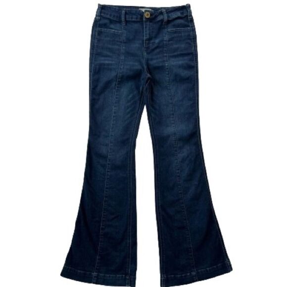 Y2K Altar’d State High Waist Wide Flare Bell Denim Dark Wash Boho Jeans Size 27 - Picture 1 of 11